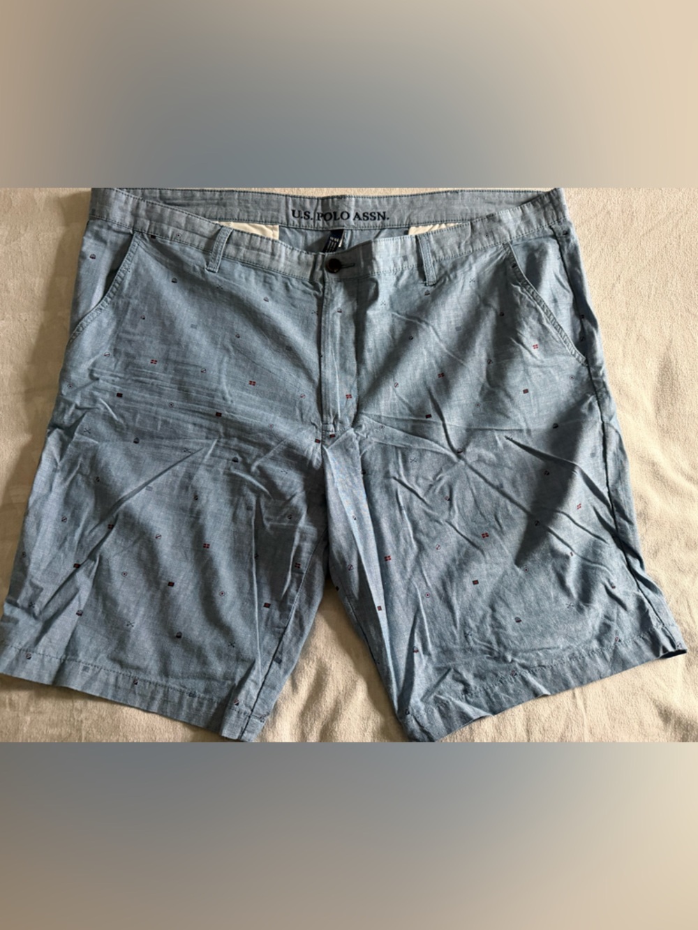 U.S. Polo Assn. Mens big and tall chambray Blue with nautical flag prints